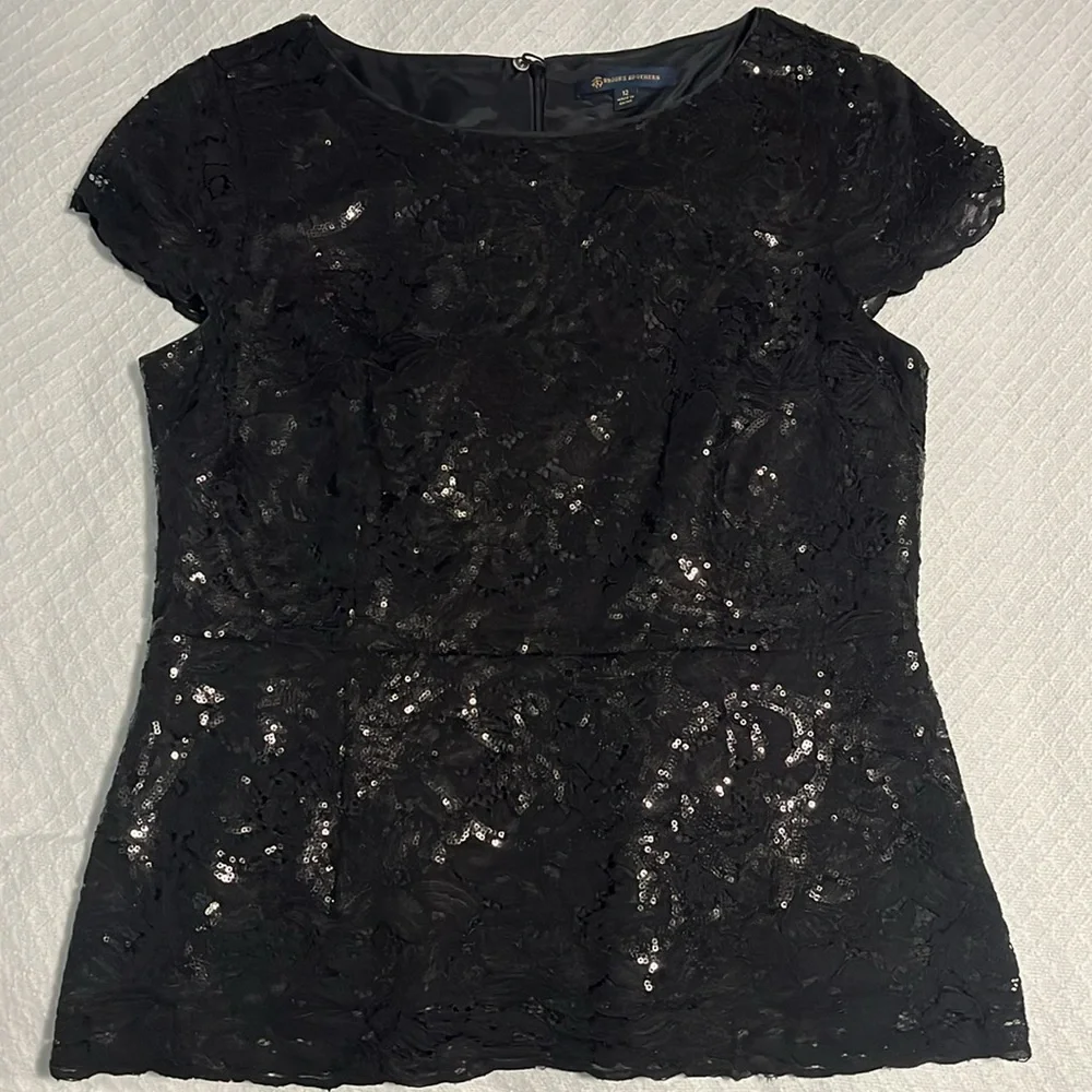 Brooks Brothers Black Peplum Cap Sleeve Blouse - Picture 4 of 13
